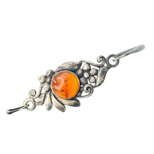 Boma sterling silver amber cabochon stone flower bangle bracelet vintage